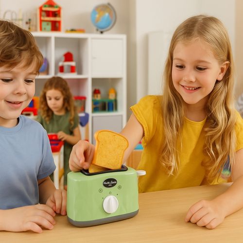 Jouet Grille-pain Sonore, Fonctionnel Comme Un Vrai, Avec 2 Toasts, à Piles, Dès 3 Ans