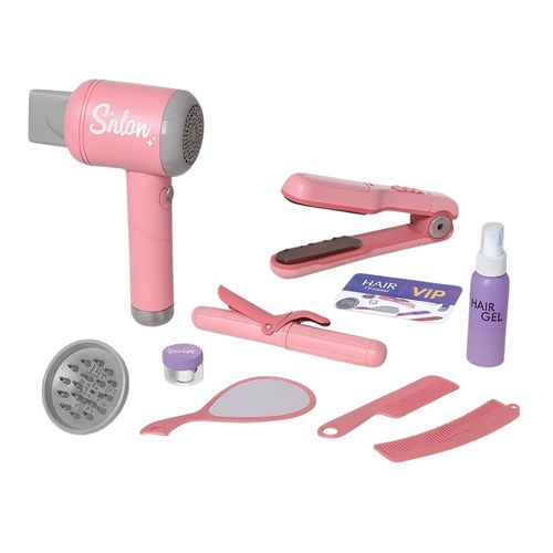 Coffret Coiffure Avec Sèche-cheveux Et Lisseur Sonore/lumineux, Accessoires Inclus, Fonctionne à Pil