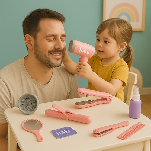 Coffret Coiffure Avec Sèche-cheveux Et Lisseur Sonore/lumineux, Accessoires Inclus, Fonctionne à Pil