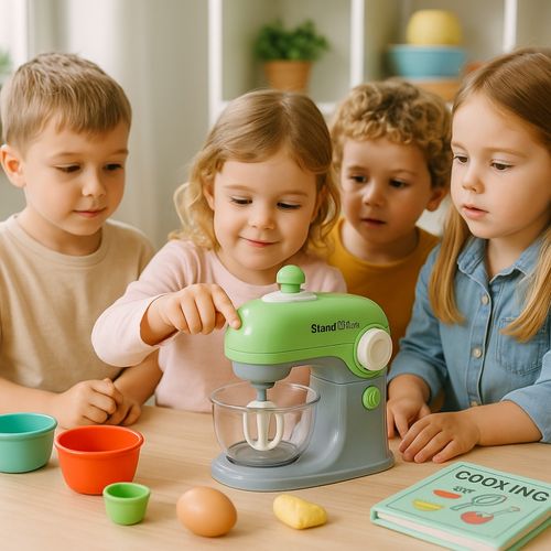 Jouet Robot Pâtissier Sonore, Fonctionnel Avec 3 Ustensiles, Tourne Réellement, à Piles, Dès 3 Ans