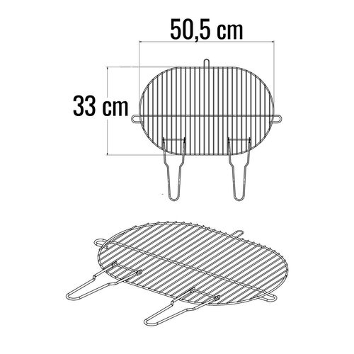 Grille Ovale Simple En Acier Chromé – 50,5 X 33 Cm