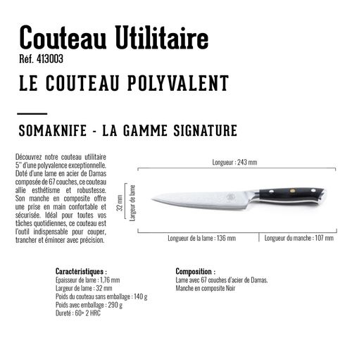 Couteau Utility 5 Pouces, Gamme Signature