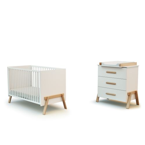 Duo Lit Bébé Et Commode En Bois Canaille