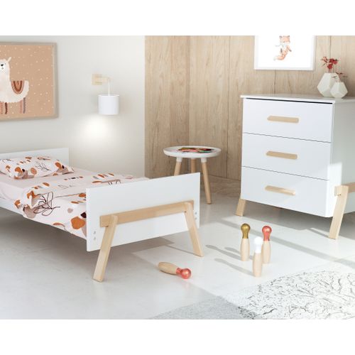 Chambre Bébé Lit, Commode à Langer 3 Tiroirs + Armoire En Bois