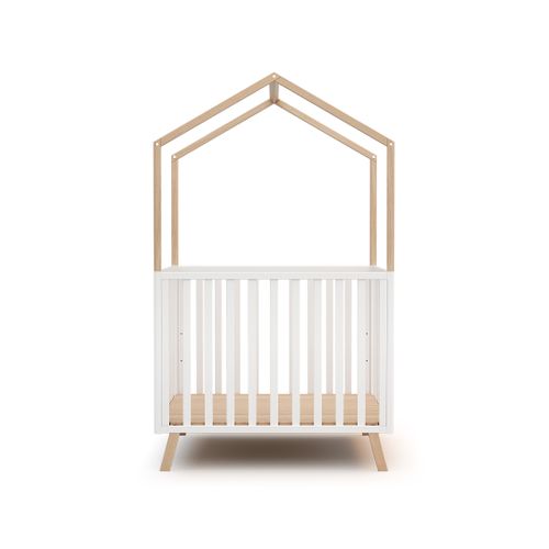 Parc Bébé Évolutif Cabane En Bois Confort Blanc Et Hêtre Verni 100 X 100 Cm