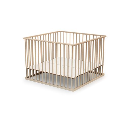 Parc Bébé En Bois Hêtre Brut 100 X 100 Cm
