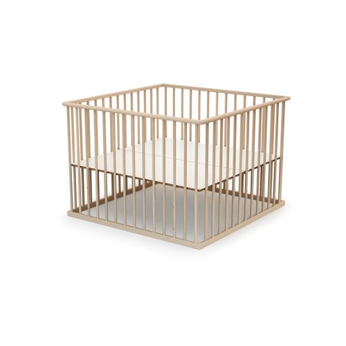 Parc Bébé En Bois Hêtre Brut 100 X 100 Cm