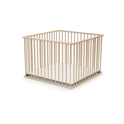 Parc Bébé En Bois Hêtre Brut 100 X 100 Cm