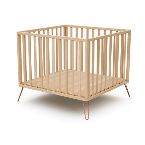 Parc Bébé En Bois Only Hêtre Et Terracotta 100 X 100 Cm