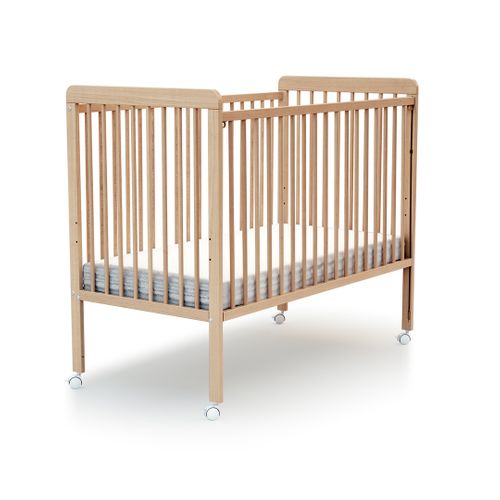 Lit Bébé Coulissant En Bois Essentiel Hêtre Verni 60 X 120 Cm