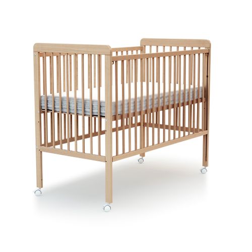 Lit Bébé Coulissant En Bois Essentiel Hêtre Verni 60 X 120 Cm