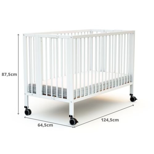 Lit Bébé Pliant En Bois Essentiel Blanc 60 X 120 Cm
