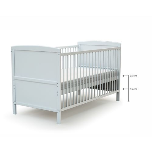 Lit Bébé Évolutif En Bois Essentiel Blanc 70 X 140 Cm