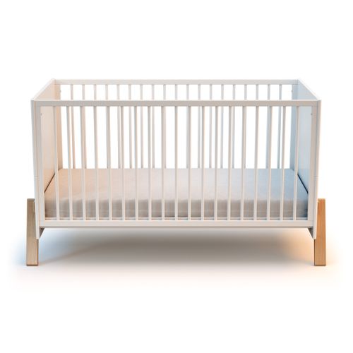 Lit Bébé Évolutif En Bois Canaille Blanc Et Hêtre Verni 70 X 140 Cm
