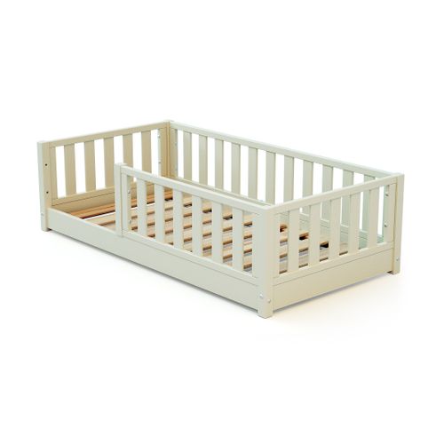 Lit Enfant Au Sol En Bois Sonho Mini - 70x140 - Blanc Perle