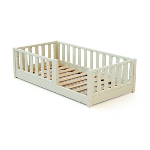 Lit Enfant Au Sol En Bois Sonho Mini - 70x140 - Blanc Perle