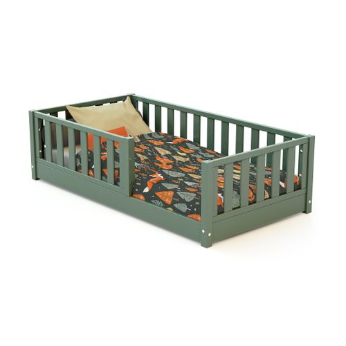Lit Enfant Au Sol En Bois Sonho Mini - 70x140 - Vert Sauge