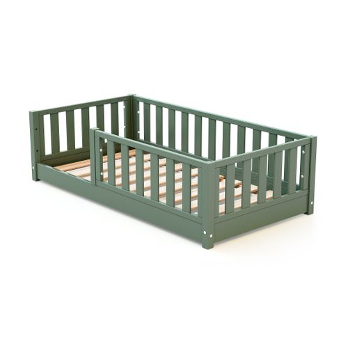 Lit Enfant Au Sol En Bois Sonho Mini - 70x140 - Vert Sauge