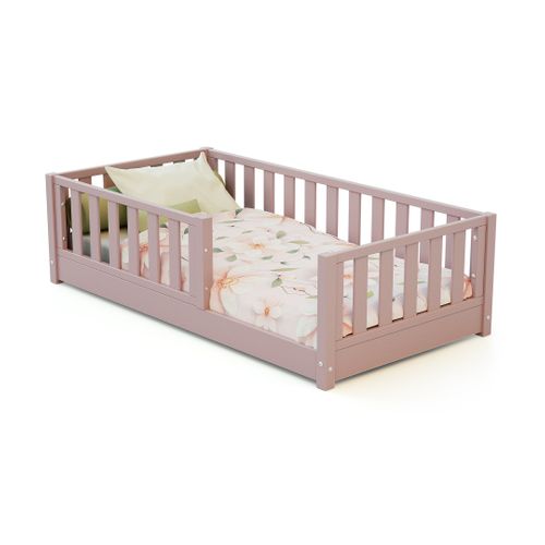 Lit Enfant Au Sol En Bois Sonho Mini - 70x140 - Rose Poudré