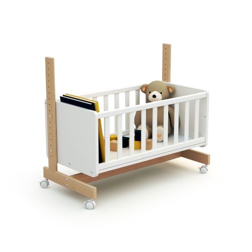 Berceau Cododo Évolutif En Bois Confort Blanc Et Hêtre Verni 40 X 80 Cm