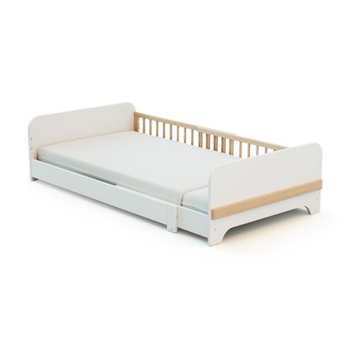 Lit Au Sol Enfant Extensible En Bois 80x140-165-190 Carrousel - Blanc