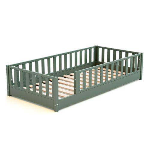 Lit Au Sol Enfant En Bois Sonho - 90x190 - Vert Sauvage