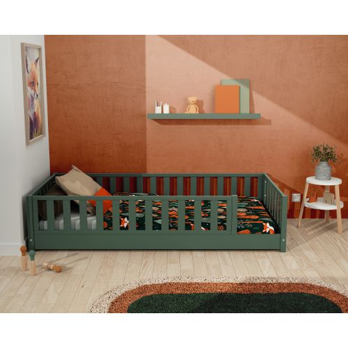 Lit Au Sol Enfant En Bois Sonho - 90x190 - Vert Sauvage