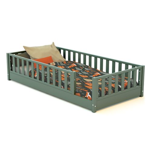 Lit Au Sol Enfant En Bois Sonho - 90x190 - Vert Sauvage