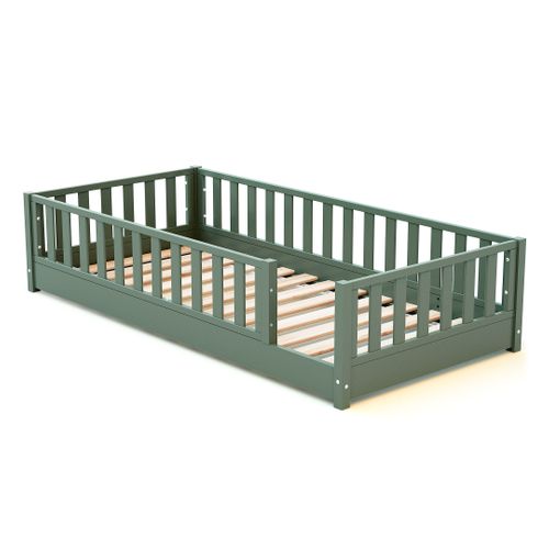 Lit Au Sol Enfant En Bois Sonho - 90x190 - Vert Sauvage