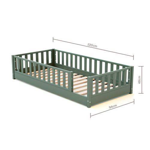 Lit Au Sol Enfant En Bois Sonho - 90x190 - Vert Sauvage