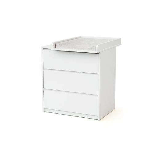 Commode Bébé 3 Tiroirs Avec Plan à Langer En Bois 50 Cm Uno - Blanc