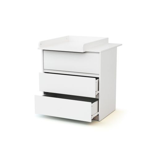 Commode Bébé 3 Tiroirs Avec Plan à Langer En Bois 50 Cm Uno - Blanc
