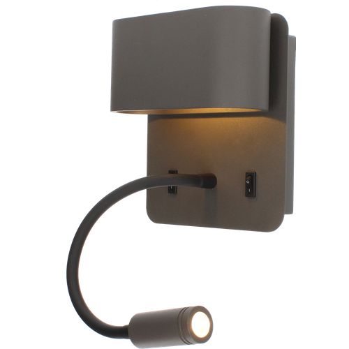 Applique Sorya 5w/2700k/350lm/anthracite +liseuse 3w/210lm