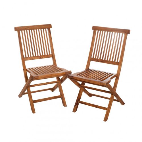 Maeva - Ensemble De 2 Chaises De Jardin Java En Bois Teck Huilé