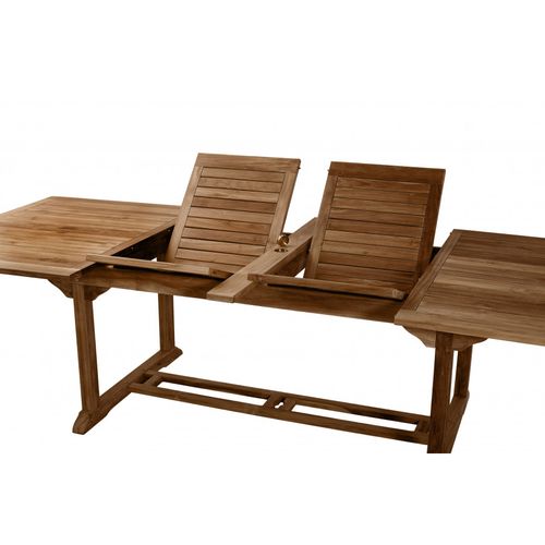 Hanna - Salon De Jardin En Bois Teck 10/12 Pers - 1 Table Rectangulaire Extensible 200/300*120 Cm E