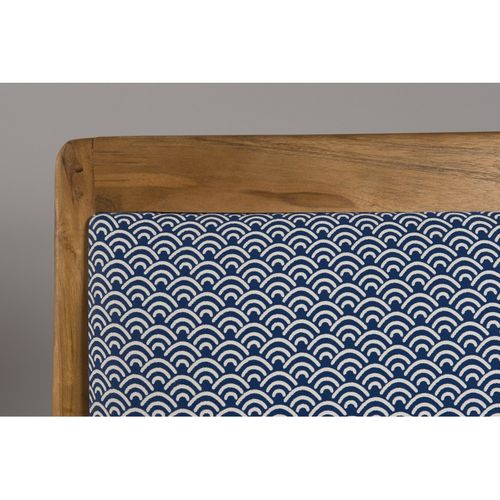 Eris - Fauteuil Bois Teck Tissu Bleu Scandi