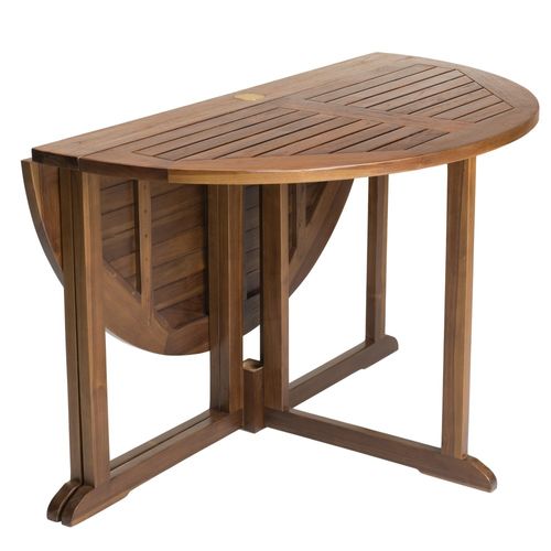 Maeva - Table De Jardin 4/5 Pers.- Table Ronde Rabats Bois Teck Huilé