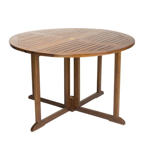 Maeva - Table De Jardin 4/5 Pers.- Table Ronde Rabats Bois Teck Huilé
