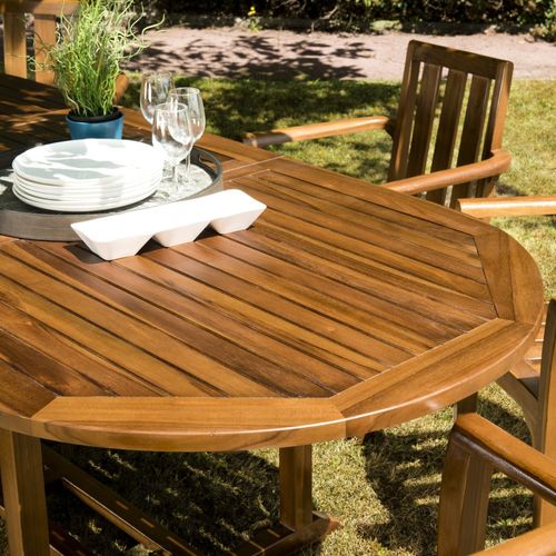 Maeva - Table De Jardin Ovale En Bois Teck Huilé Double Ext. 200/300cm