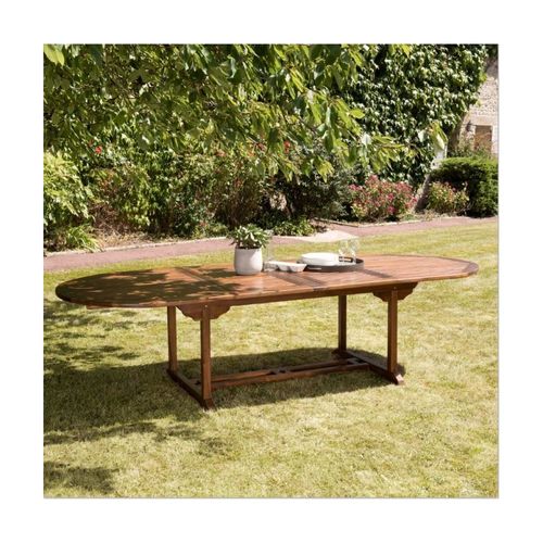 Maeva - Table De Jardin Ovale En Bois Teck Huilé Double Ext. 200/300cm