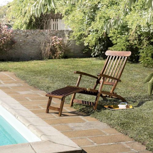 Maeva - Chaise Longue De Jardin En Bois Teck Huilé