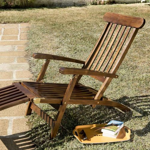 Maeva - Chaise Longue De Jardin En Bois Teck Huilé