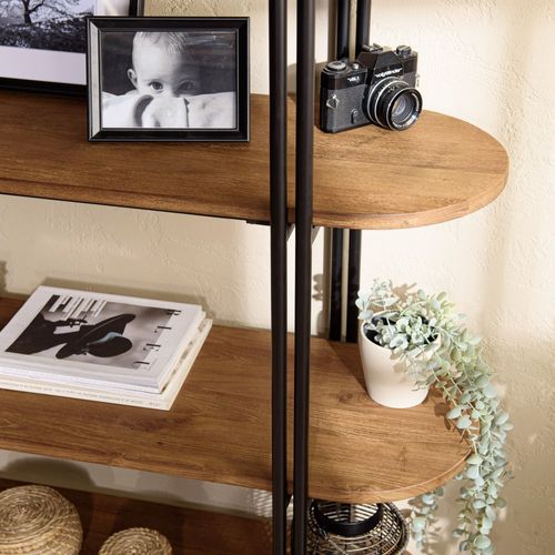 Alida - Étagère 4 Niveaux Open Space En Teck Recyclé Coins Arrondis