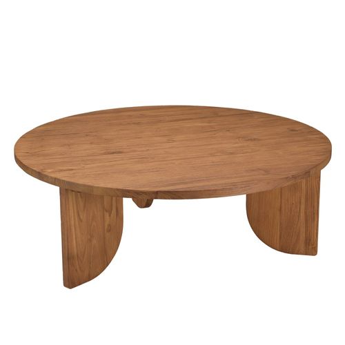 Sixtine - Table Basse Ronde 100x100cm En Bois De Teck Recyclé