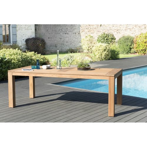 Halice - Salon De Jardin En Bois Teck 6/8 Pers - 1 Table Rectangulaire 220*100 Cm Et 6 Fauteuils Em