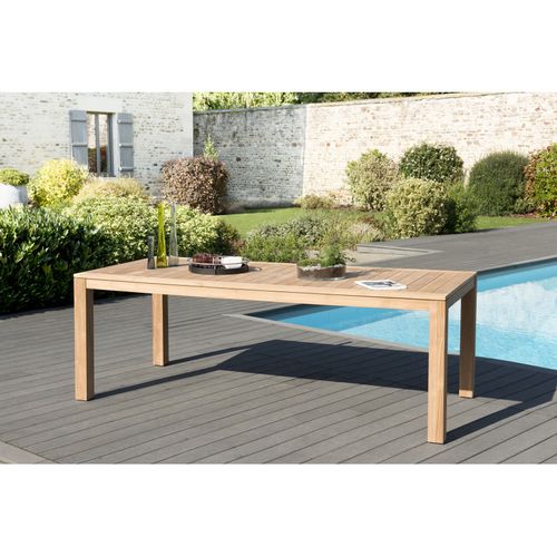 Halice - Salon De Jardin En Bois Teck 6/8 Pers. - 1 Table Rectangulaire 220*100 Cm Et 6 Fauteuils E
