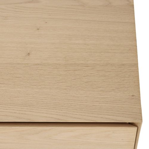 Maxendre - Meuble TV Bois Naturel 1 Porte 2 Tiroirs Pieds Métal Noir