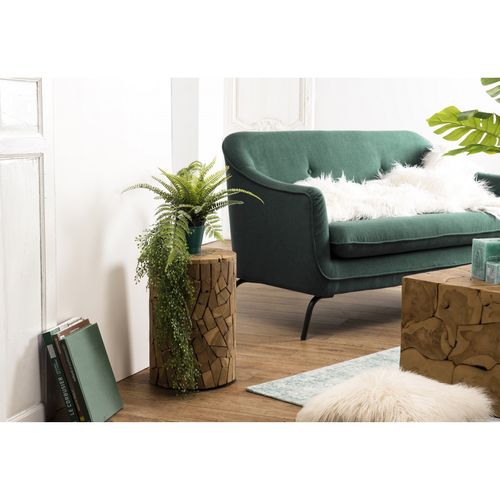 Suzy - Table D'appoint Marron Ronde 30x30cm Mosaïque Bois Teck