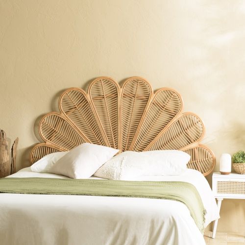 Kally - Tête De Lit Demi-lune 140/160cm 'fleur' Rotin Couleur Beige