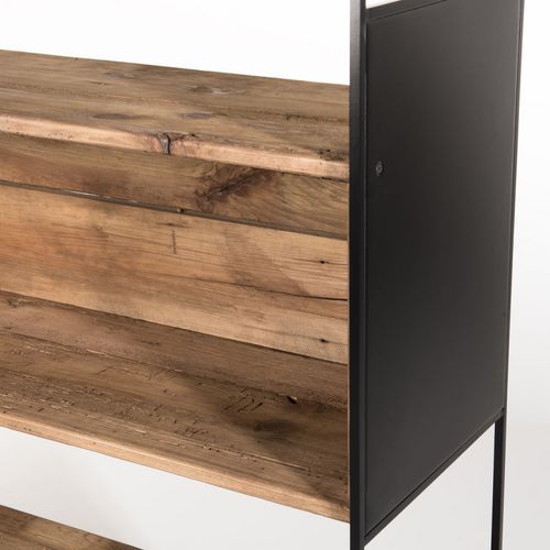 Andrea - Étagère Niche 3 Niveaux Bois Pin Recyclé Naturel Et Métal Noir